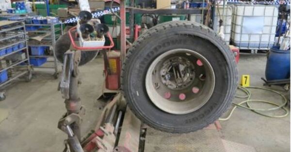 Workers hurt while inflating truck tyre