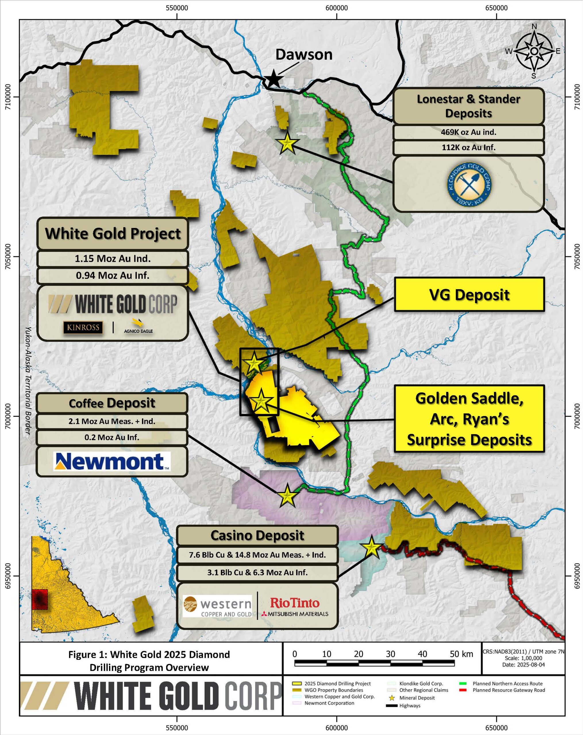White Gold Corp. Commences Diamond Drilling on Flagship High Grade White Gold Project