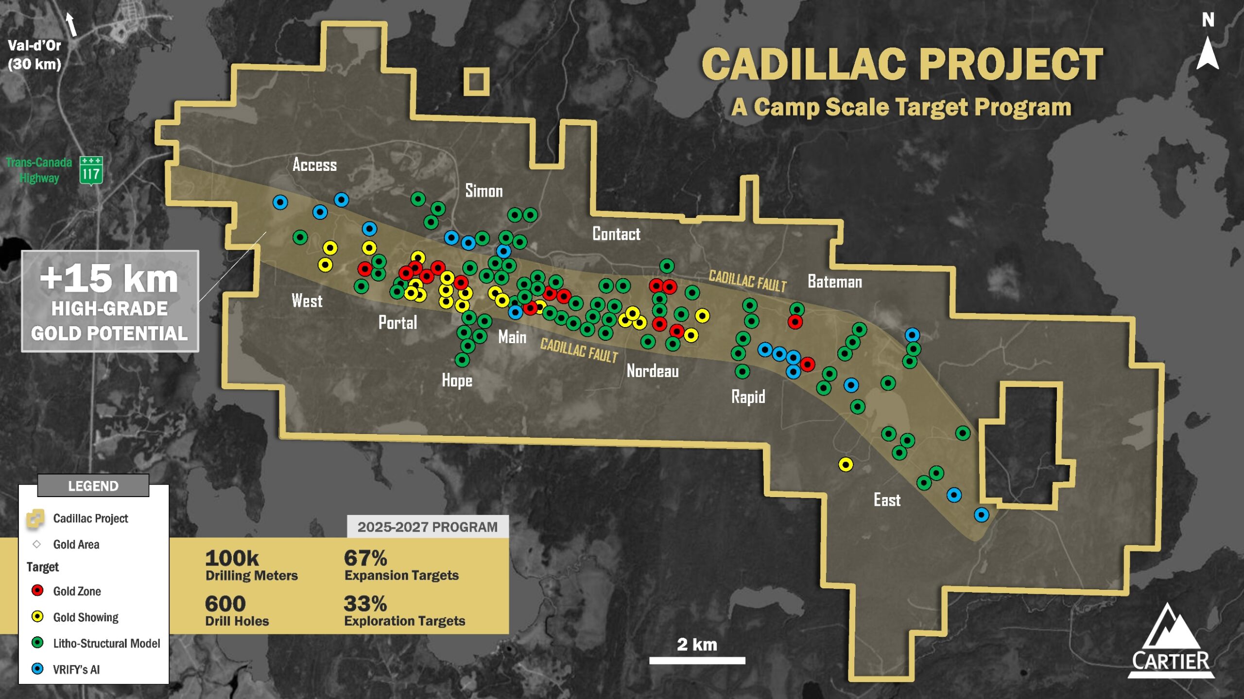 Cartier Launches Ambitious 100,000-m Drill Program on Cadillac