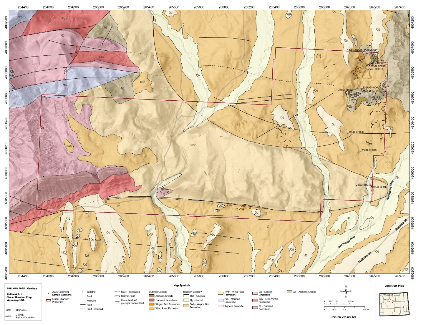 Global Uranium Corp. Announces Completion of Geological Mapping at the Airline Project in Wyoming
