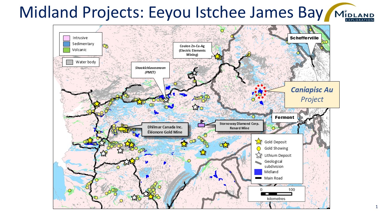 Midland Commences an Induced Polarization Geophysical  Survey on Its Caniapisc Au Project
