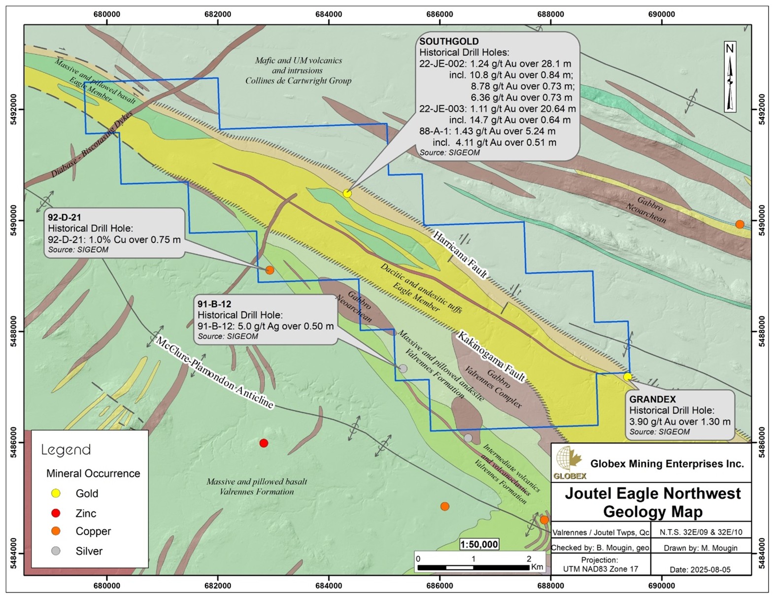 Globex Options Joutel North-West and Gagne Gold Properties to Edison Lithium Corp.